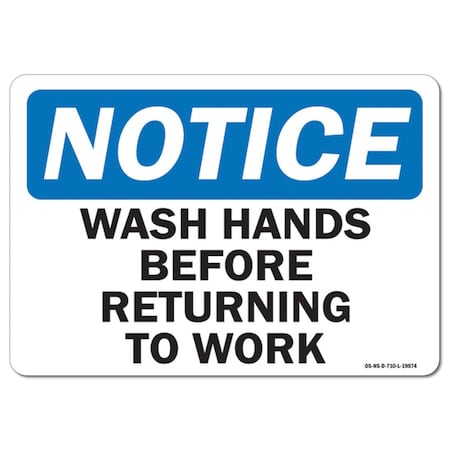 OSHA Notice Decal, Wash Hands, 7in X 5in Decal